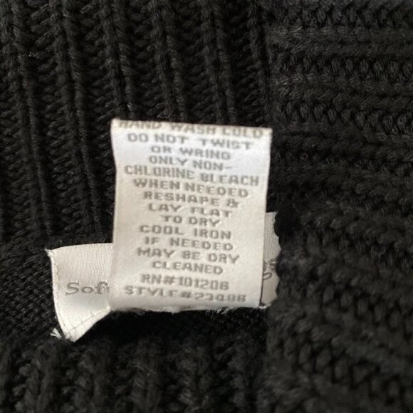 Soft Surroundings Sweater Dress Black Montreux Fringed Hem Cowl Neck w/Pockets - Picture 6 of 6